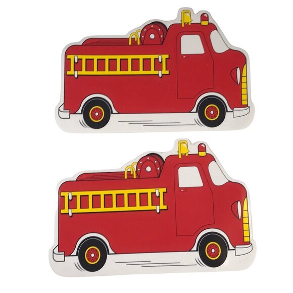 Other - Set of 2 Plastic Fire Truck Placemats, 17" x 15"